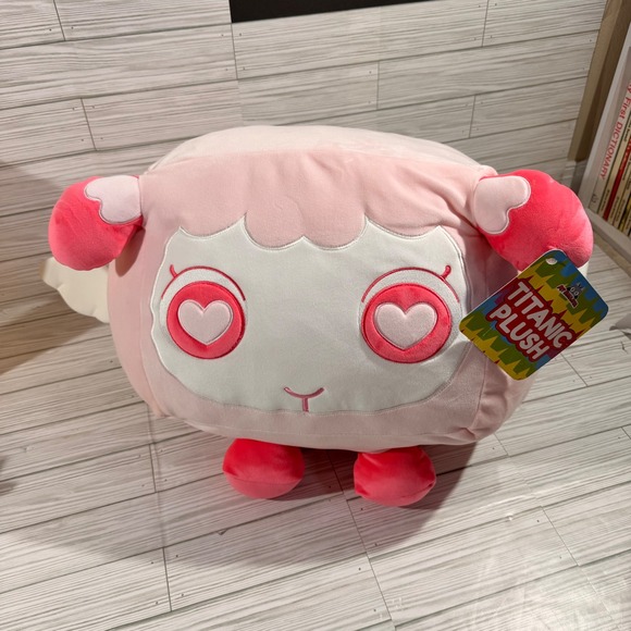 Big Games Other - Big Games Pet Simulator Titanic Valentine Lamb Plush Pink Heart Eyes 14 Inch